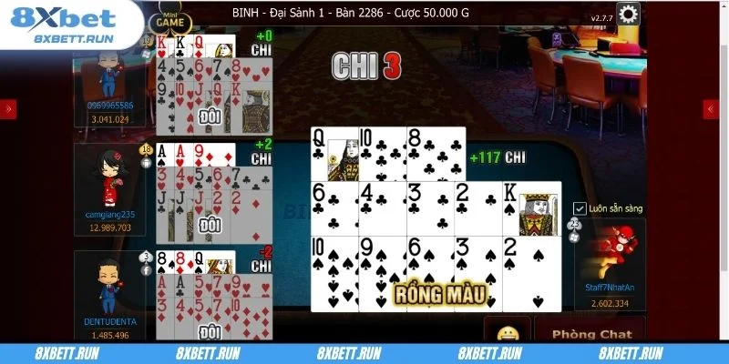 Binh sập sám sử dụng bộ bài 52 lá với nhiều quy tắc đa dạng