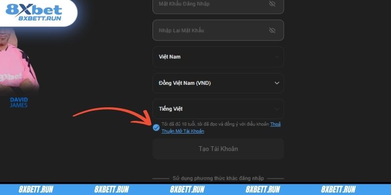 Đọc kỹ quy định và điều khoản trước khi xác nhận đăng ký 8XBET